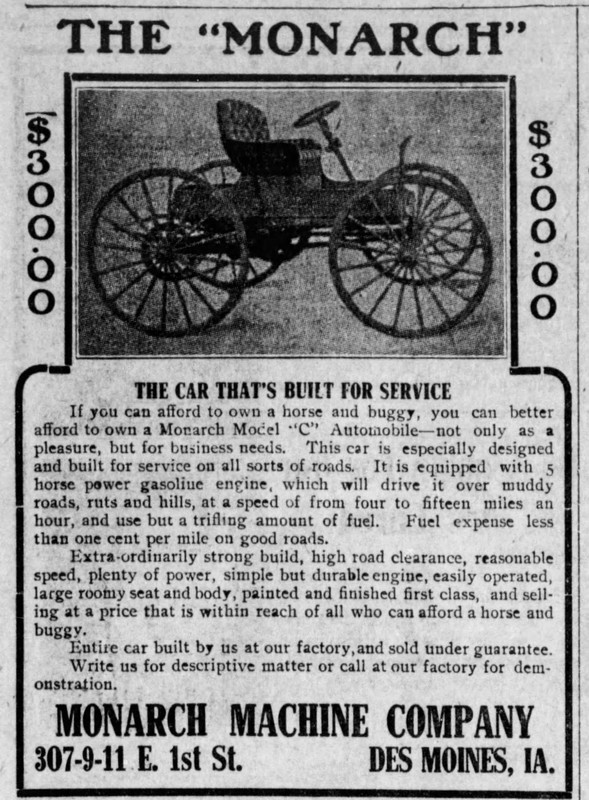 Advertisement for The Monarch Car