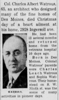 Charles Watrous Partial Obit with Photo