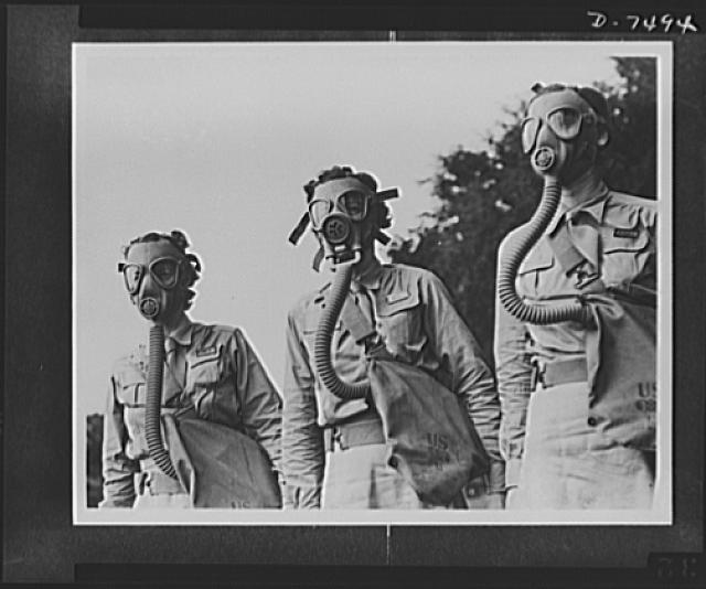 Three Women in Gas Masks