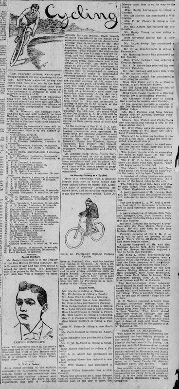 Cycling section example from the summer of 1896