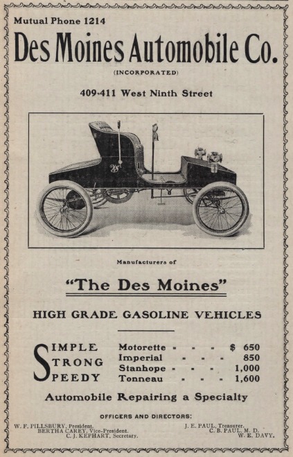 Des Moines Automobile Co. Advertisement