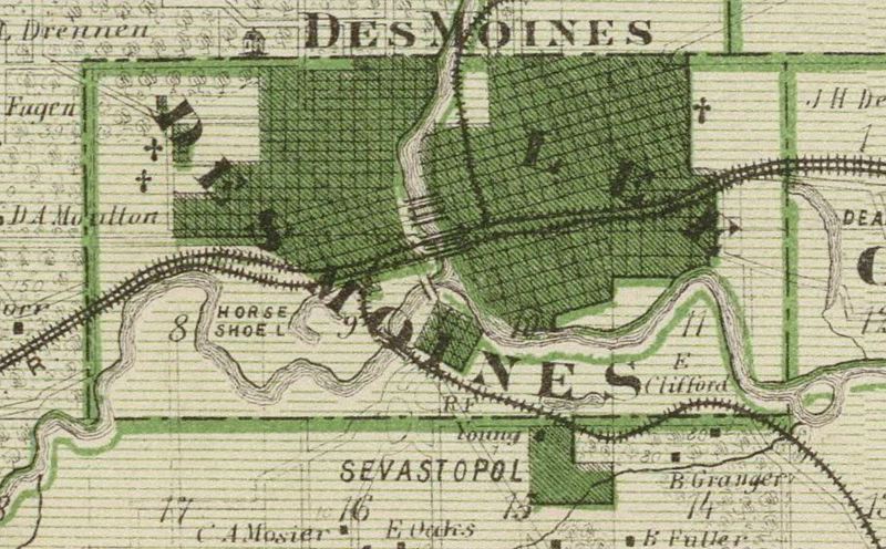 Map Showing Sevastopol Location Relative to City of Des Moines