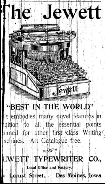 Jewett Typewriter Advertisement