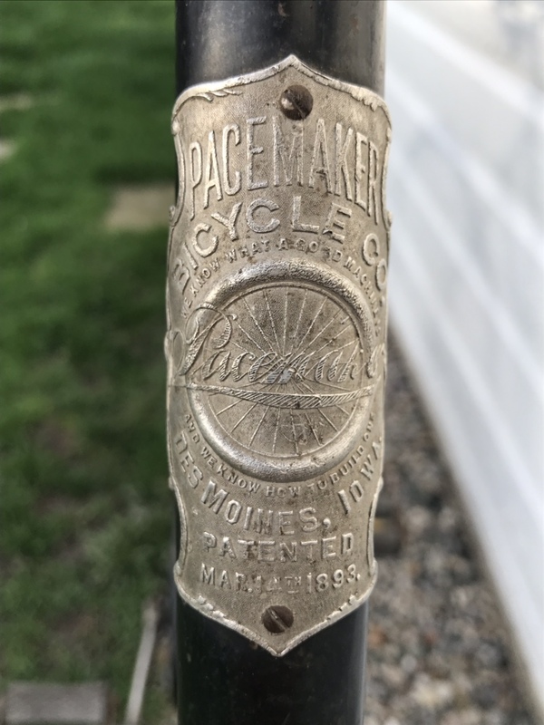 Headtube badge from 1895 Pacemaker bicycle